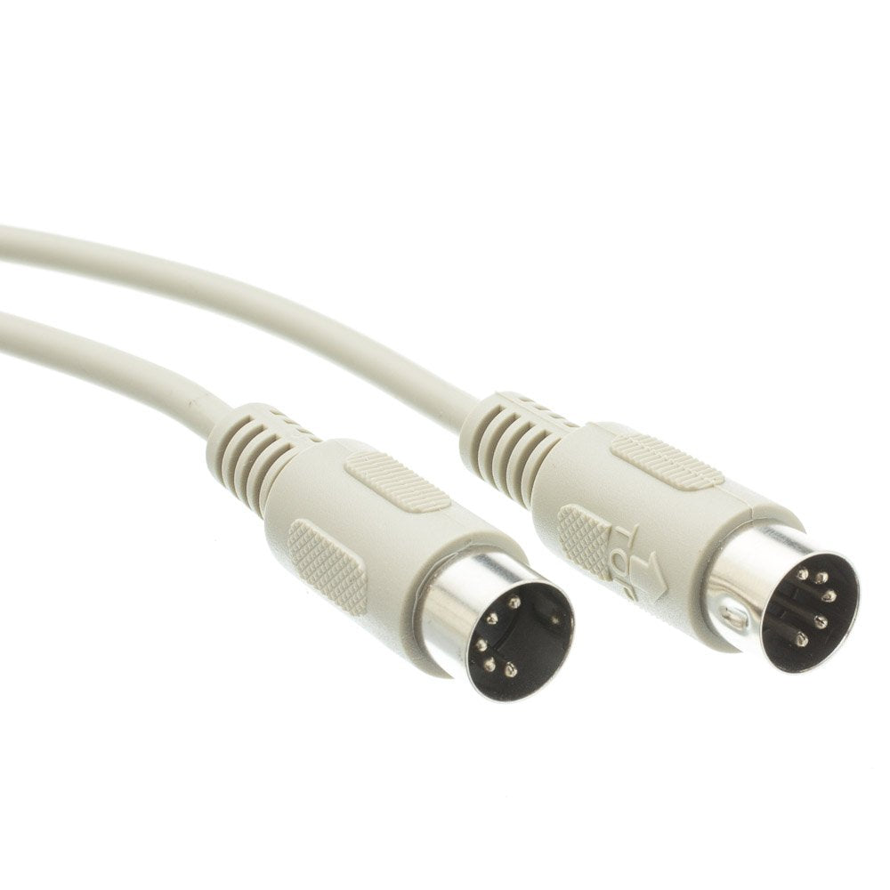 Cablewholesale At Keyboard Cable 6 Feet, 5 Pin Din To 5 Pin Din, Din5 Male With 5 Conductor Keyboard Cable, Beige