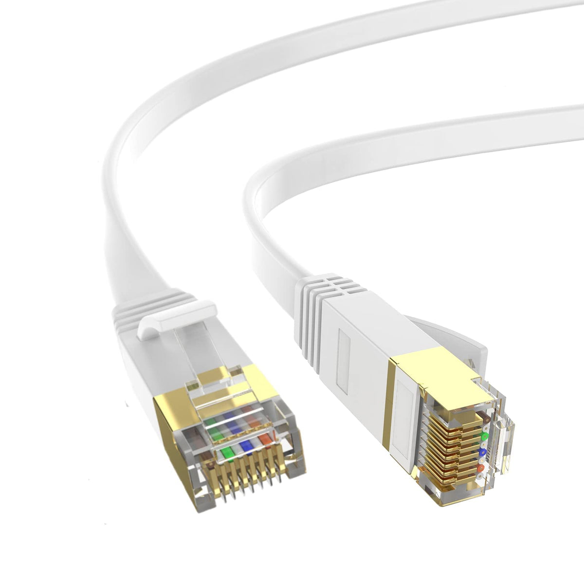 Lekvkm Cat 6 Ethernet Cable 25 Ft High Speed Rj45 Internet Cable For Outdoor & Indoor Support Cat6 Network Solid Slim White Flat
