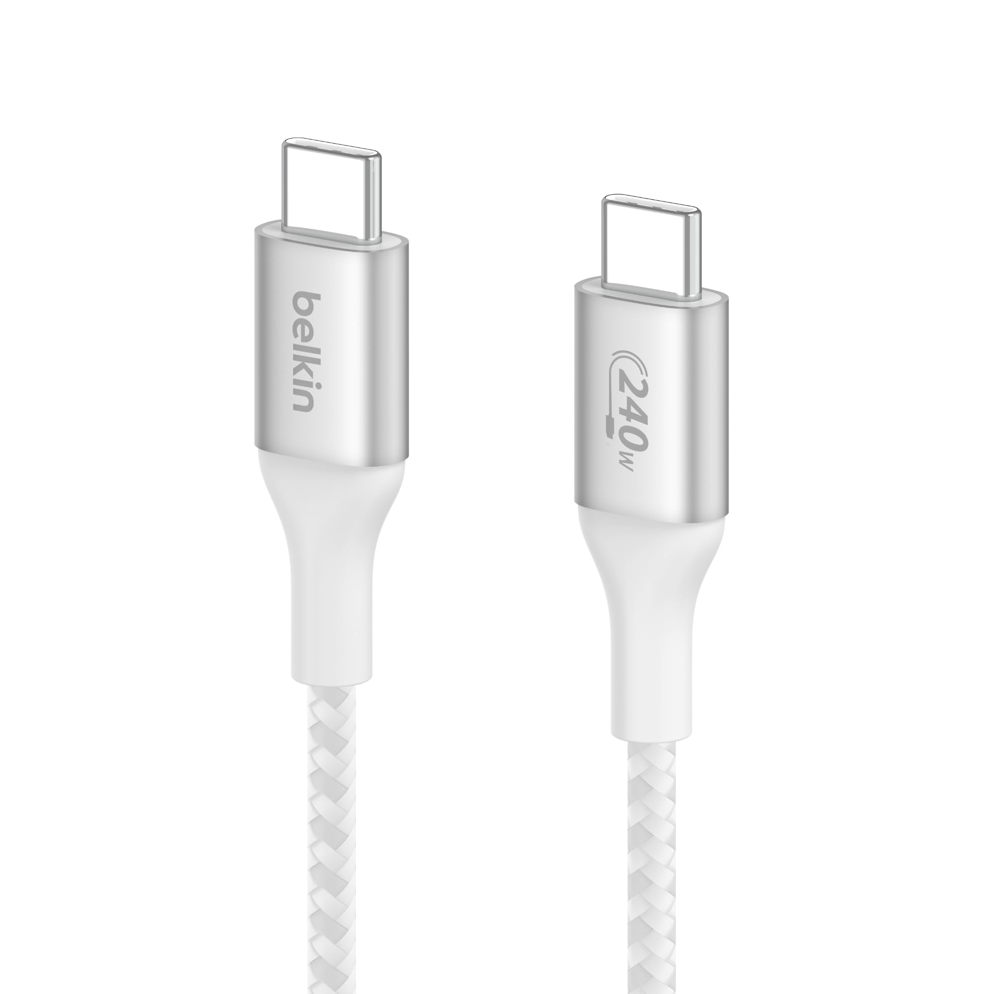 Belkin USBIF Certified Braided 240 W USBC to USBC (Type C) Charge cable, 3.3 Feet / 1 Meter, White