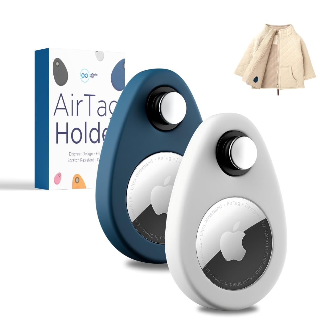 Infinite Orbit Airtag Holder For Kids, Hidden Design (2 Pack) Anti Removal Airtag Silicone Case With Pins, Suitable For Children