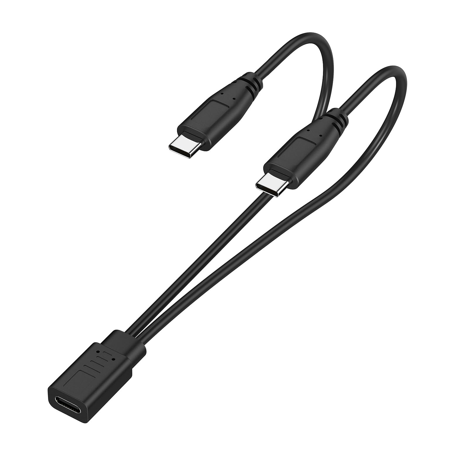 weishan 2-in-1 USB C Splitter Charge Cable, USB-C Female to 2 Type-C Male 1 in 2 Out Charging Cord, 1ft Short Charger Wire