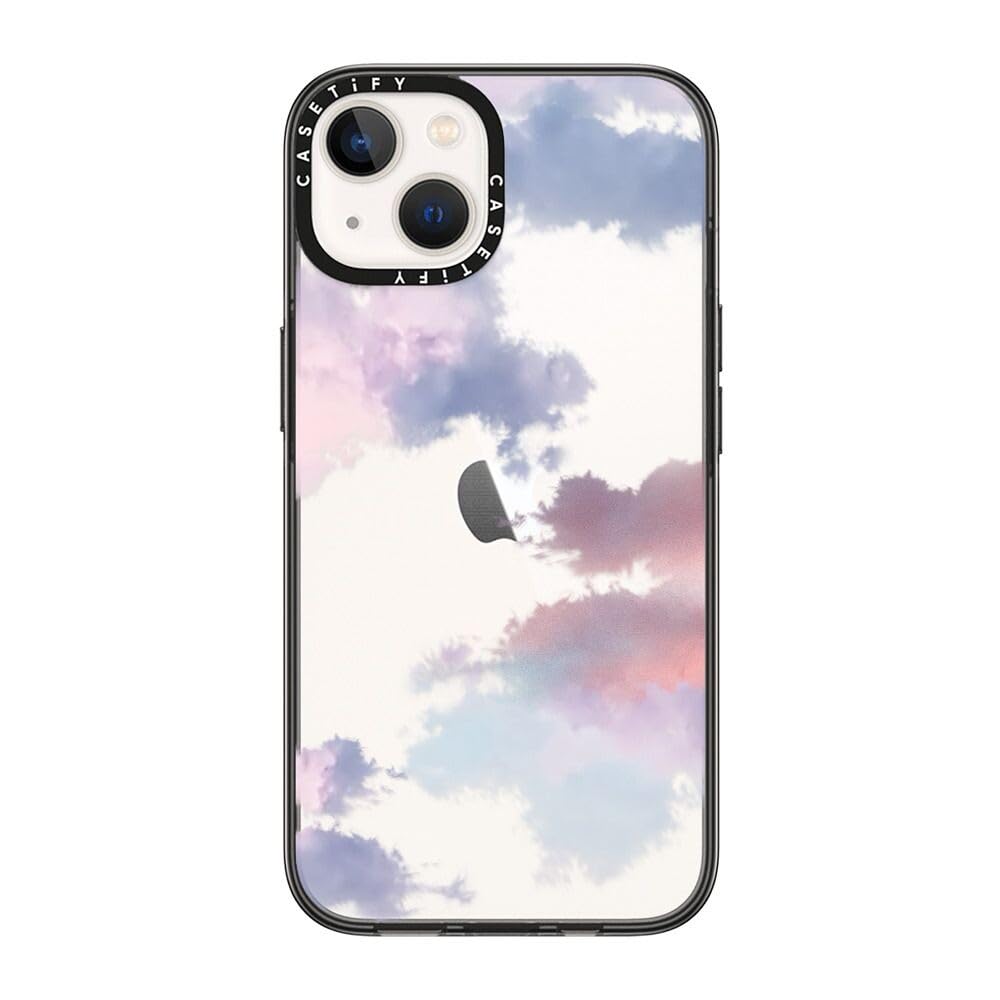 Casetify Compact Iphone 14 Case [2X Military Grade Drop Tested / 4Ft Drop Protection]   Clouds   Clear Black