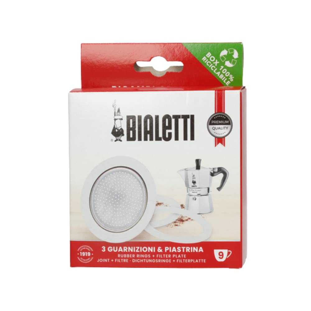 Bialetti Bia640310 Pack Of 3 Gaskets + 1 Plate, Tz.9, Stainless Steel