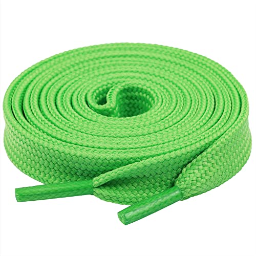 Olukssck 1 Pair Flat Shoe Laces For Sneakers, 25 Wide Athletic Shoelaces Green 40 Inch(102Cm)