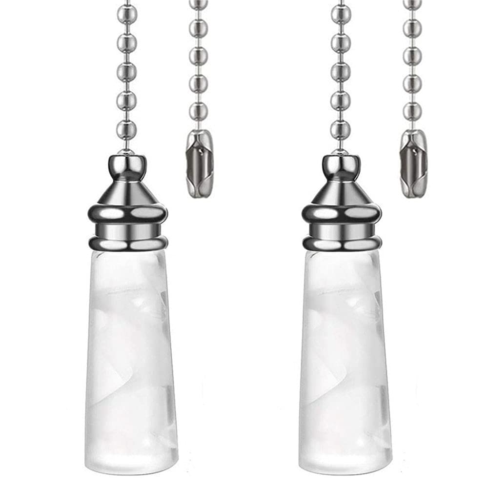 Ceiling Fan Pull Chain Ornaments 12 Inches Crystal Glass Cylindrical Pull Chain Extension For Ceiling Light Lamp Fan Chain 2 Pcs