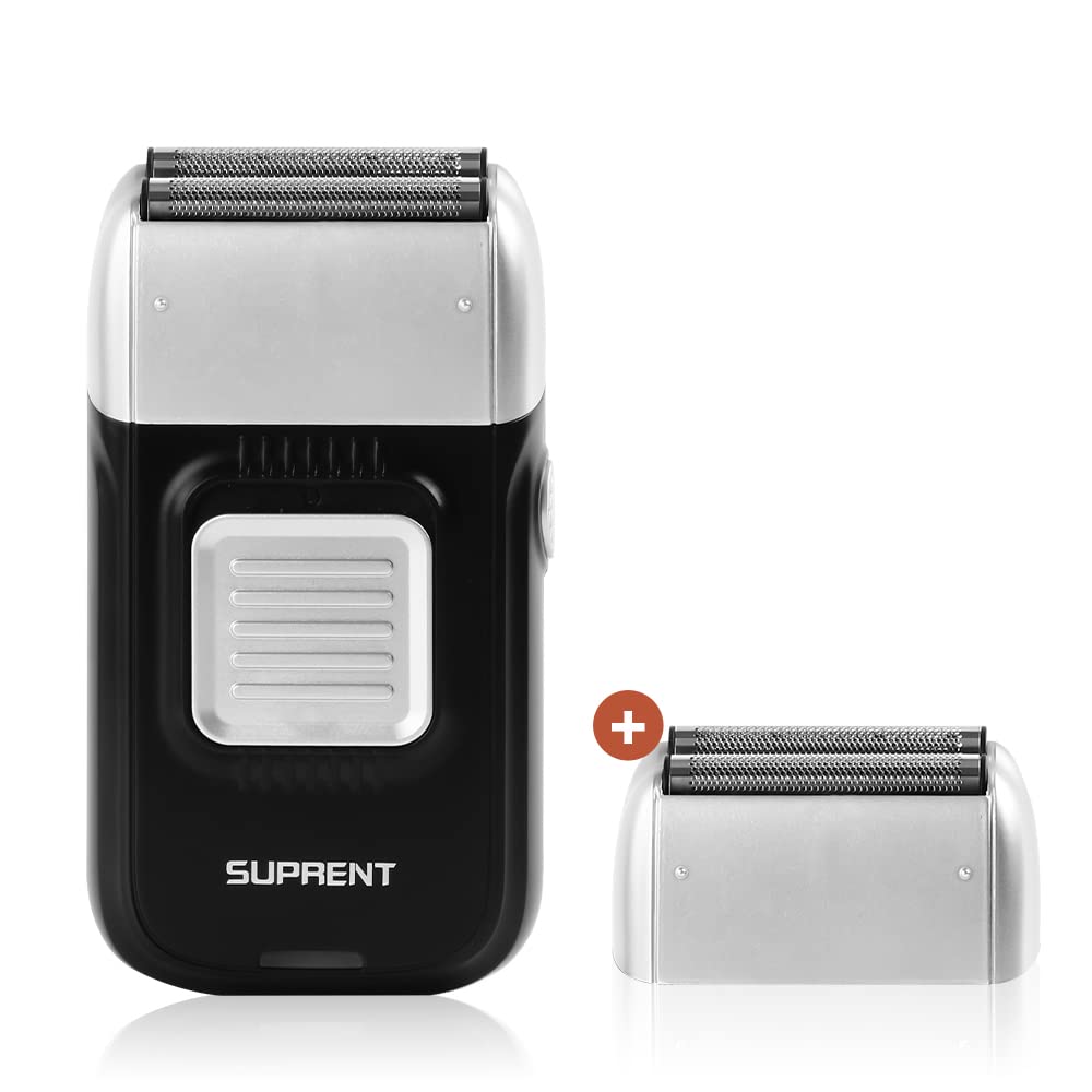Suprent Foil Shaver For Men  Electric Rechargeable Balding Head Shaver  Beard Trimmer With 2 Replacement Shaver Head  Rechargeab