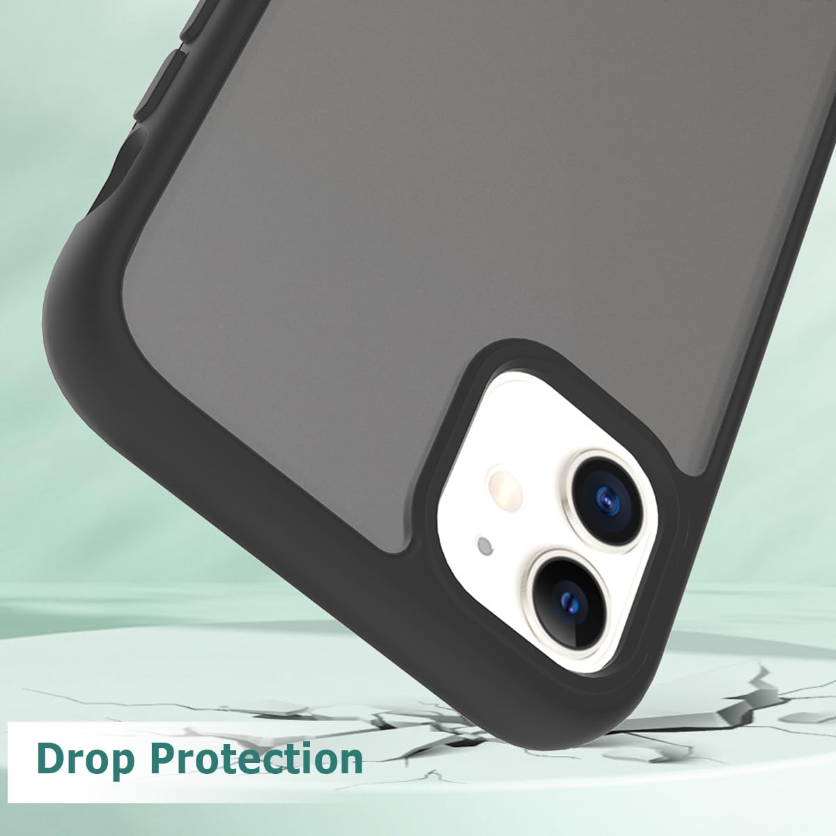 Tenoc Phone Case Compatible With Iphone 11, Black Case Translucent Protective Bumper Matte Hard Back Cover For 6.1 Inch