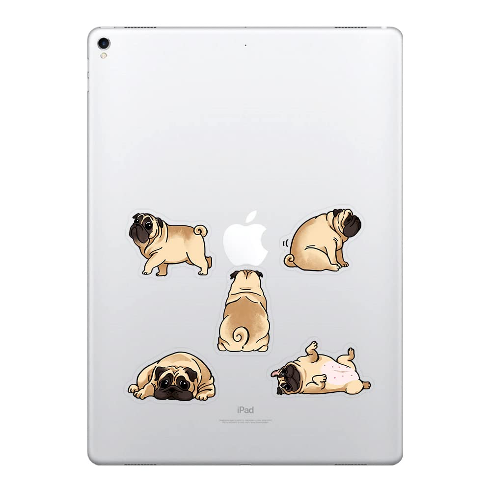Fincibo 5 X 5 Inch Pug Funny Playful Postures Removable Vinyl Decal Stickers For Ipad Macbook Laptop (Or Any Flat Surface)