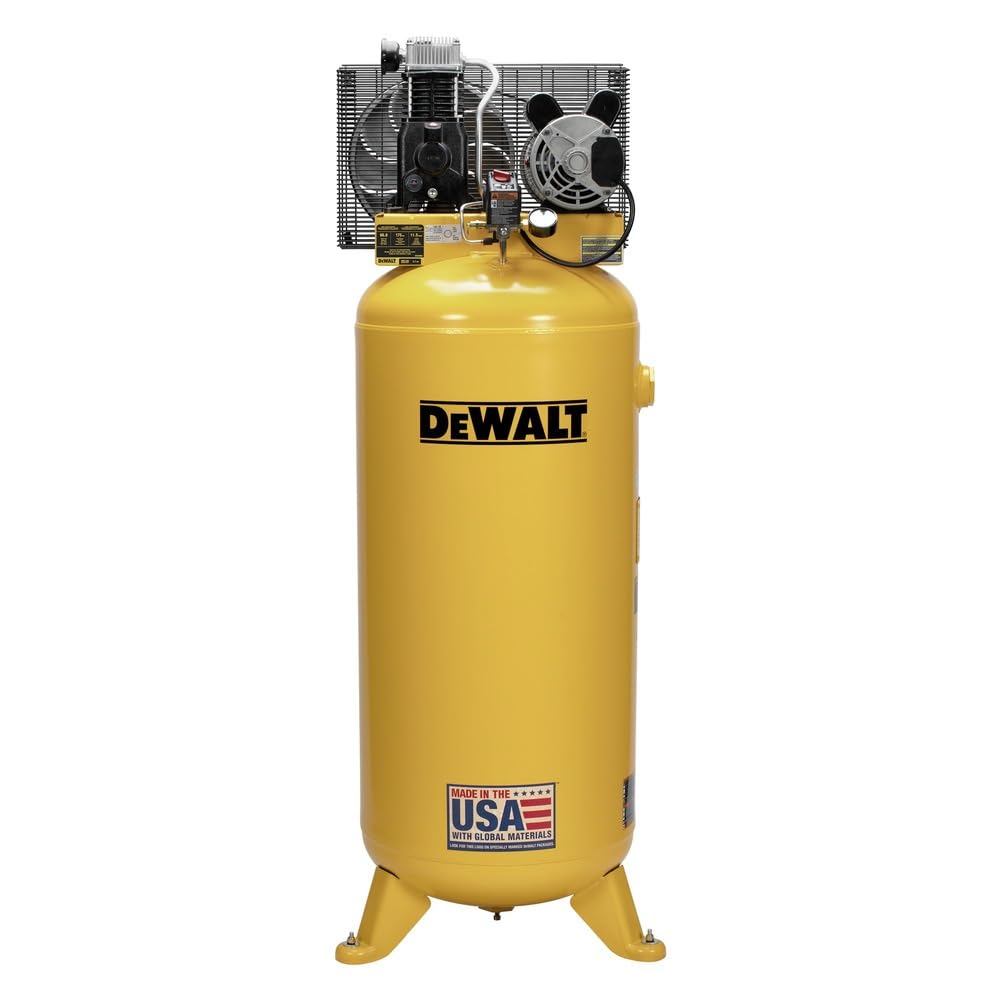 DEWALT 60 Gallon Vertical Air Compressor, Stationary, 3.7 HP, 175 Max PSI, Oil Lubricated, ASME Tank, Industrial-Grade Performan