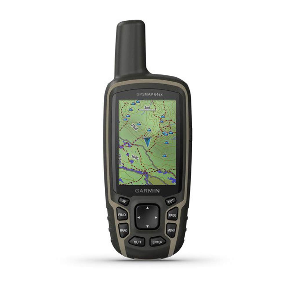 Garmin 010-02258-10 GPSMAP 64sx, Handheld GPS with Altimeter and Compass, Preloaded With TopoActive Maps, Black/Tan