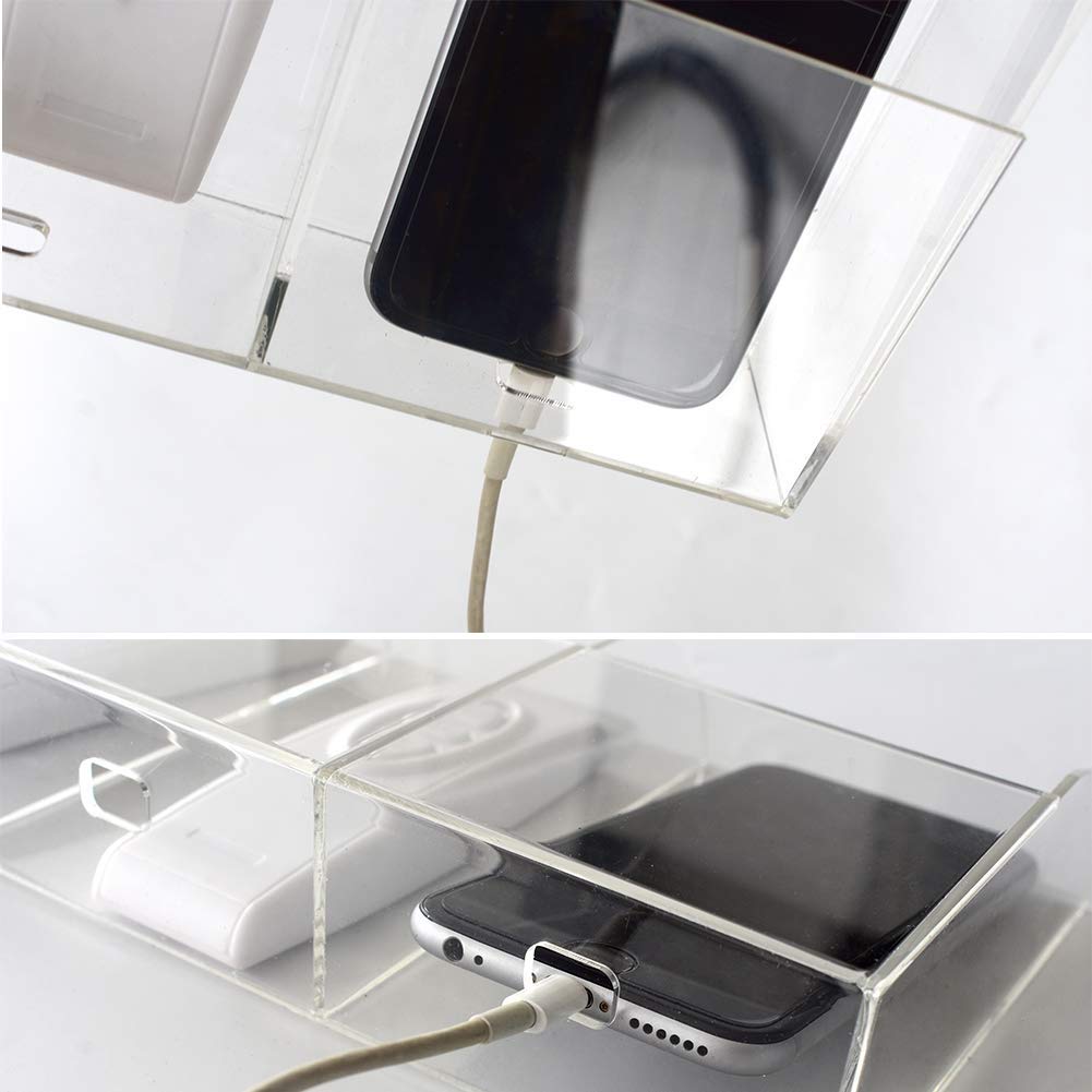 Vancore Clear Wall Mounted Charging Phone Holder Smart Phone Station Tv Remote Control Holder Wall Box (3 Holes)