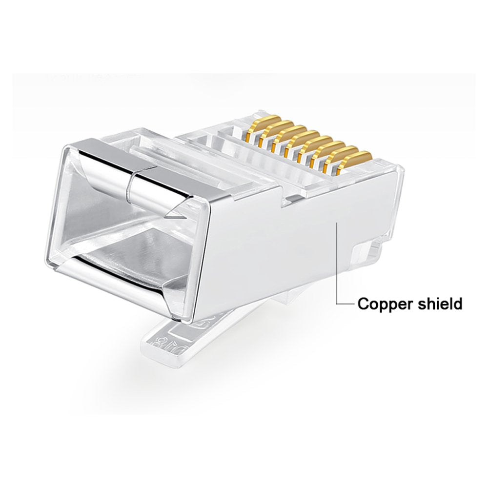 Vivoch 50 Pcs Cat6 Rj45 Connectors, Cat6 Rj45 Plugs, Cat6 Metal Shielded Rj45 Ends Ftp 8P8C Modular Network Plug Connector