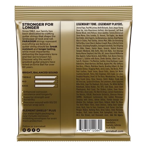 Ernie Ball Paradigm Medium 80/20 Bronze Acoustic Guitar Strings, 13 56 Gauge (P02084)