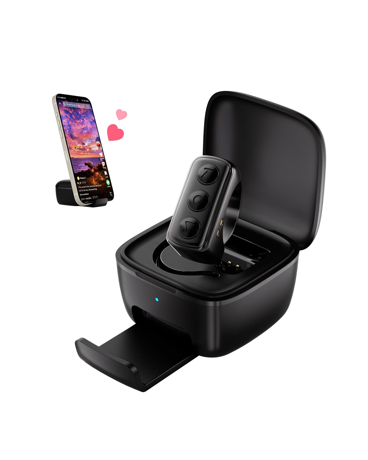 Remote Scrolling Ring For Tiktok, 2 In 1 Tik Tok Scroller Ring With Phone Holder, Wireless Page Turner For Ipad/Iphone Ebook Rea