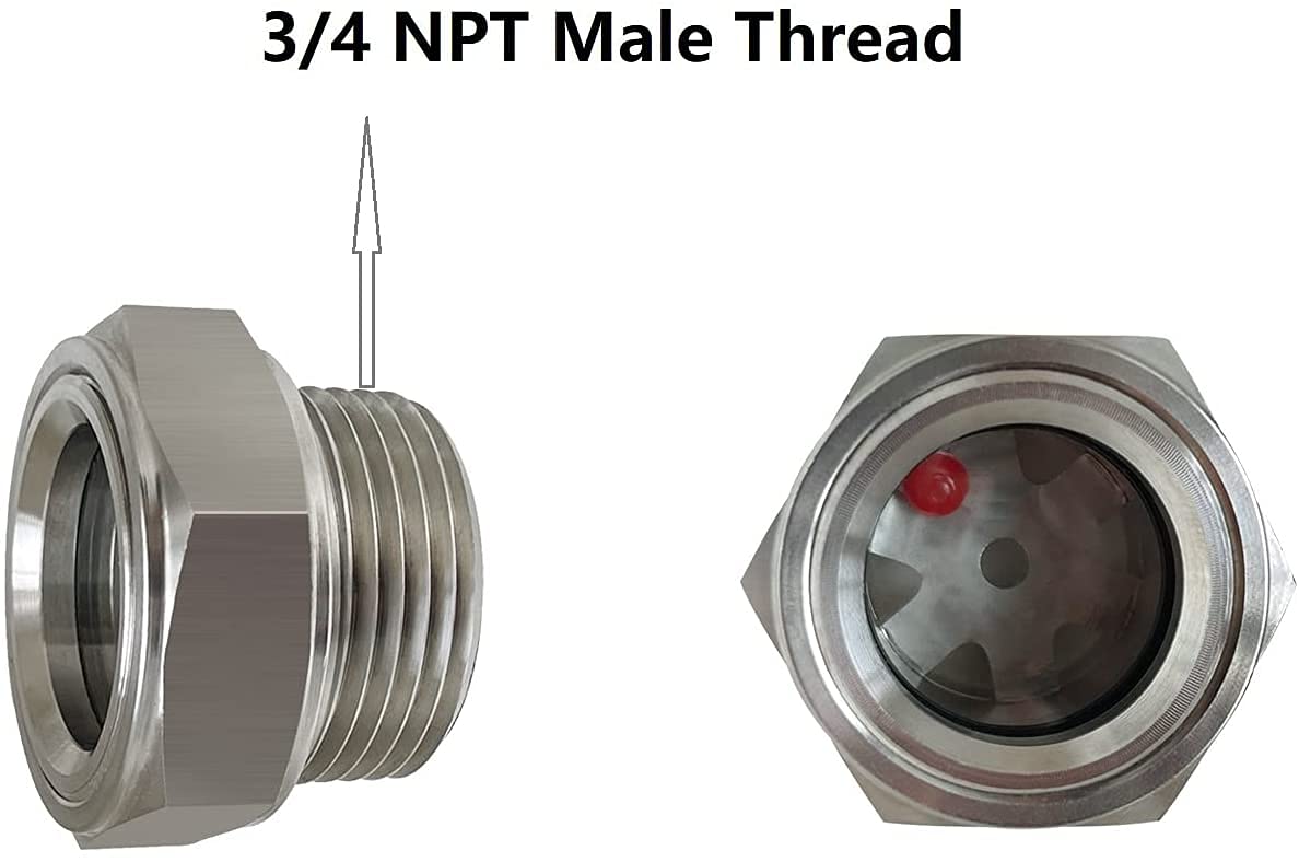 3/4'' Npt Male Threaded Stainless Steel Sight Glass Oil Liquid Level Gauge Oil Indicator Window Hydraulic Tank Sight Glass For P