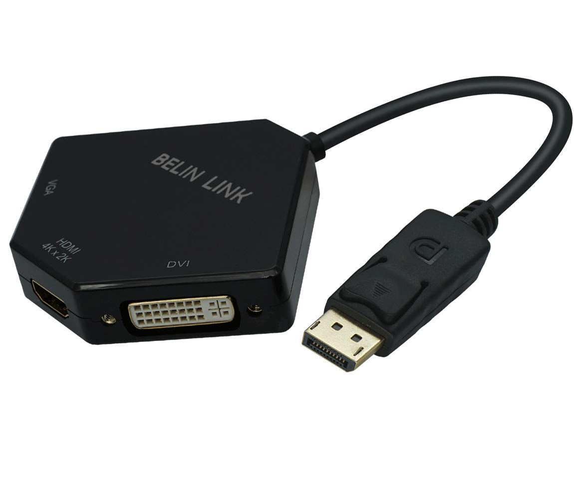 Dp To Hdmi Vga Dvi Adapter Displayport To Hdmi 4K Adapter 3 In 1 Display Port To Hdmi Vga Dvi Converter Male To Female Gold Plat