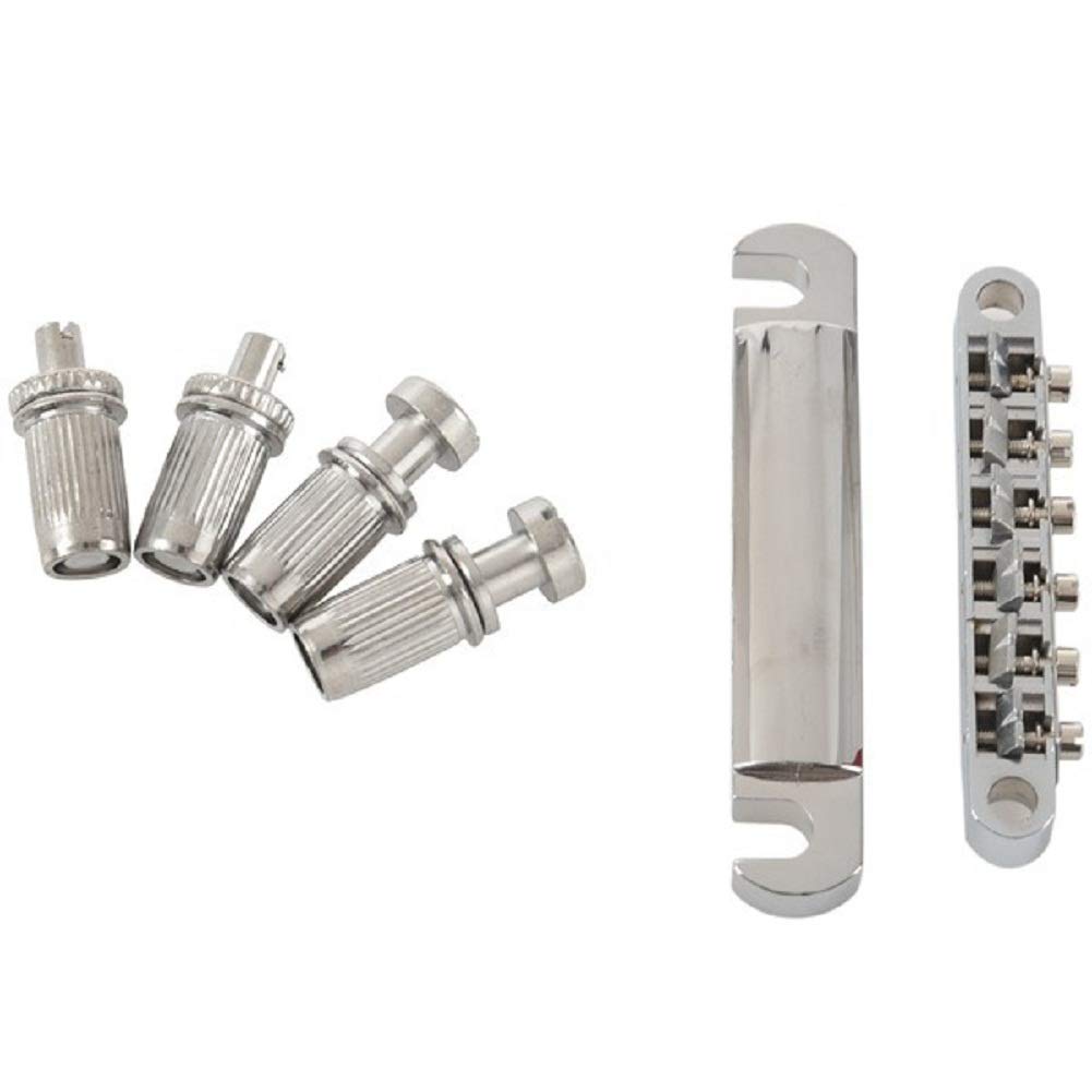 N / A Guitar Tailpiece Bridge, Guitar Parts 1 Set Vintage Style Tune O Matic Bridge And Tailpiece Set Saddle Bridge For 6 String