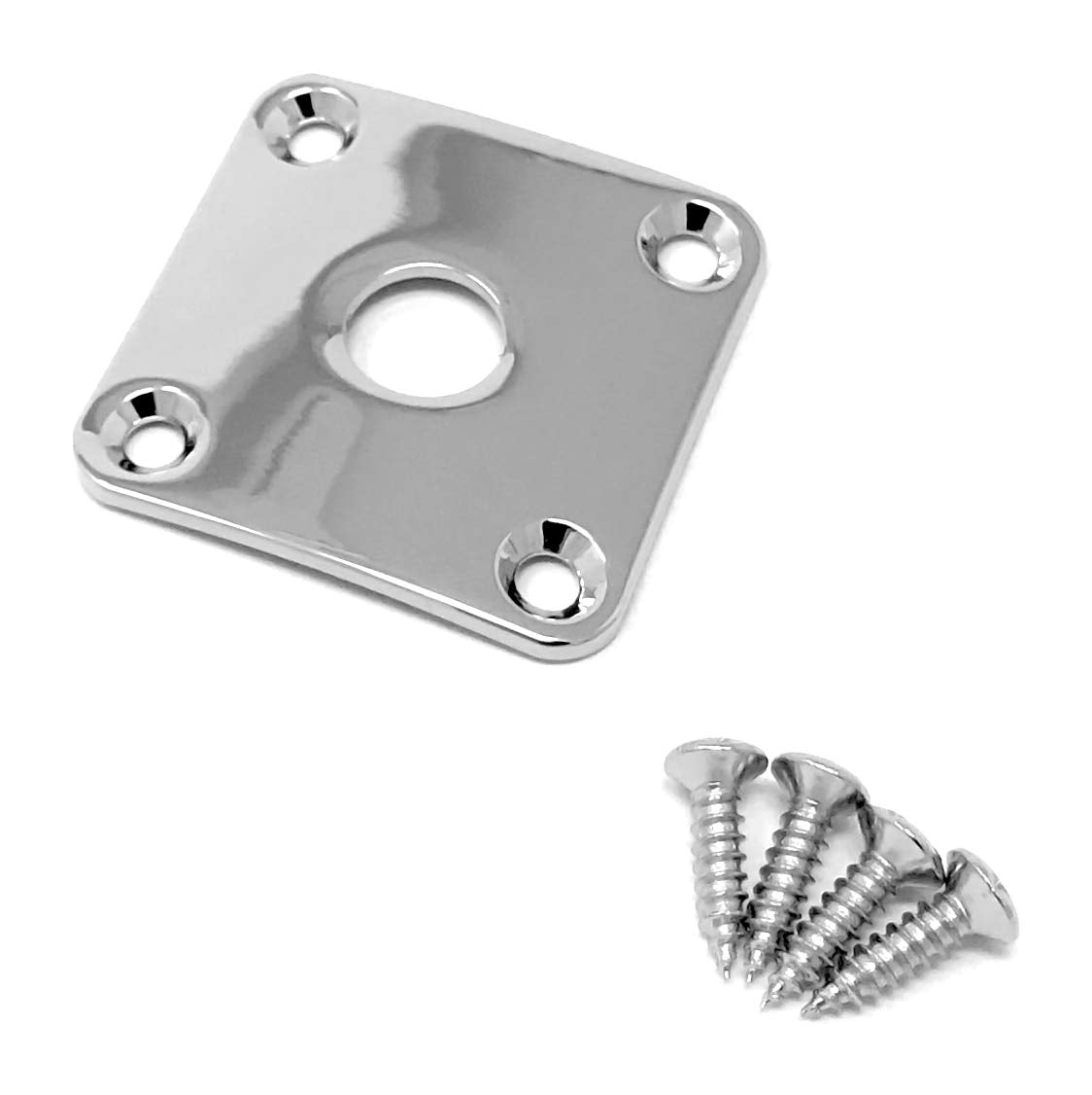 Vintage Forge Chrome Metal Jack Plate Compatible With Usa Les Paul Guitar Square Curved With Screws Jps30 Chr