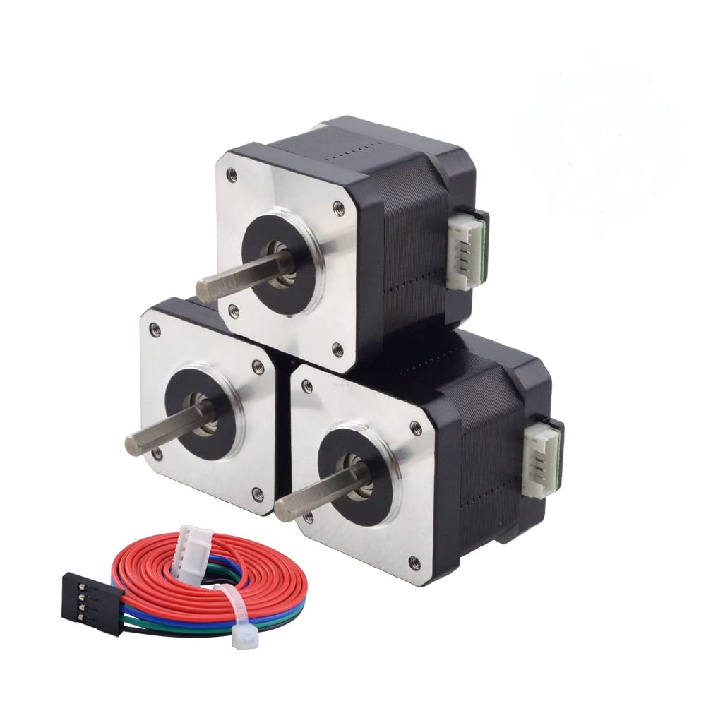 STEPPERONLINE 1 Pack Nema 17 Stepper Motor Bipolar 1.5A 42Ncm 42x42x38mm 1.8deg 4 Wires with 1m Cable and Connector
