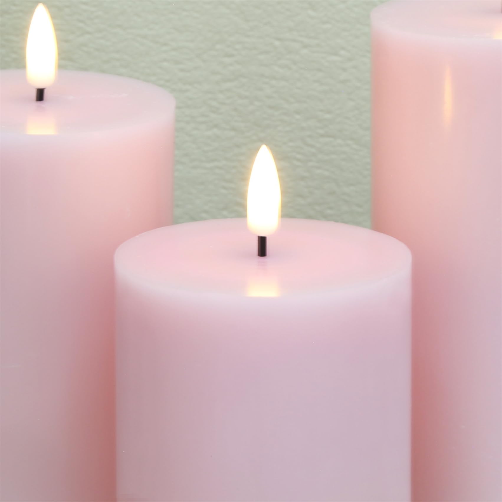 Girimax Pink Flameless Pillar Candles With Remote, Real Wax Flickering Battery Operated Led Candles F 3'' H 4'' 5'' 6''