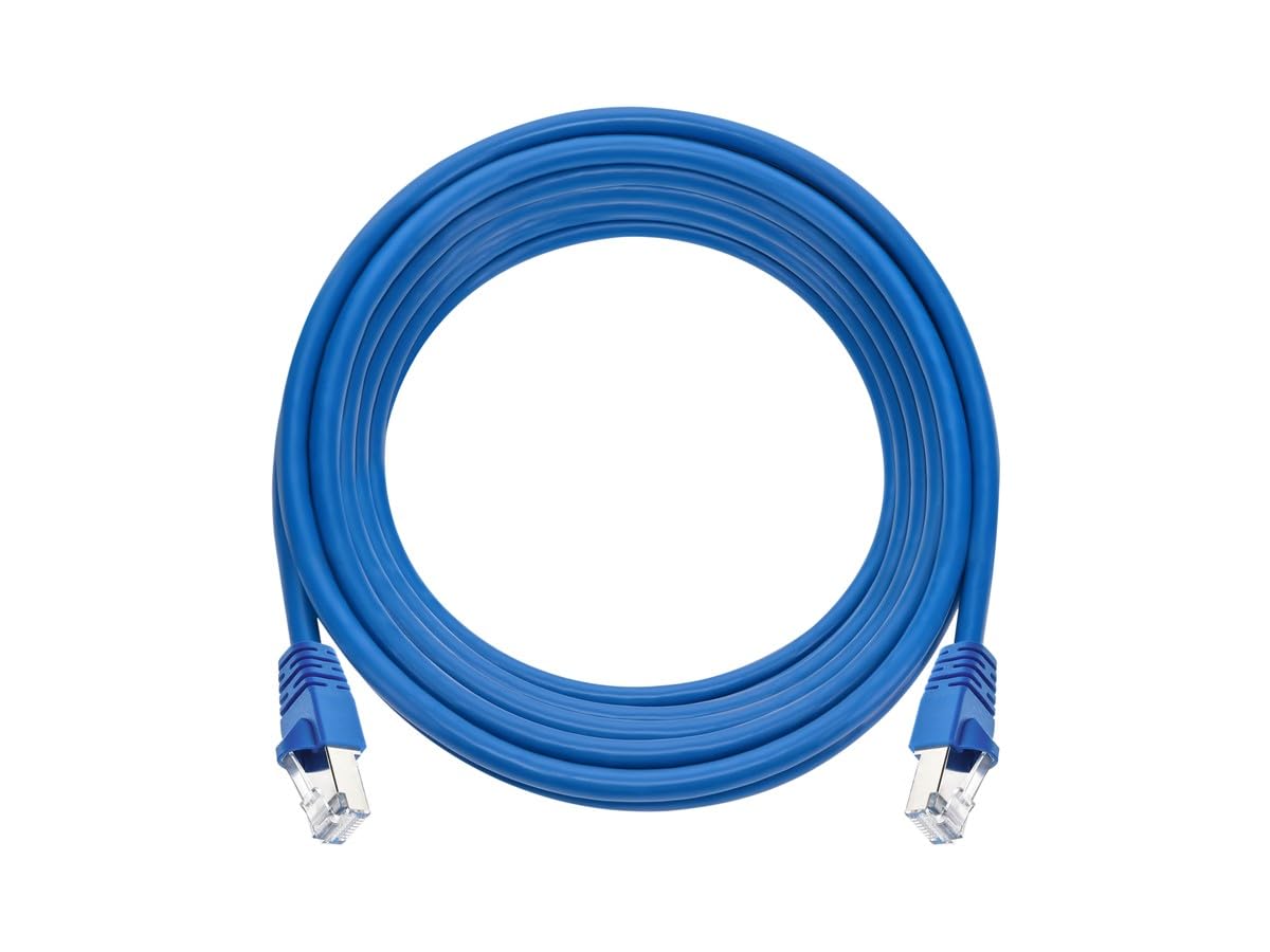 Monoprice Cat6A 20Ft Blue Patch Cable Double Shielded (S/Ftp) 26Awg 10G Pure Bare Copper Snagless Rj45 Fullboot Series Ethernet