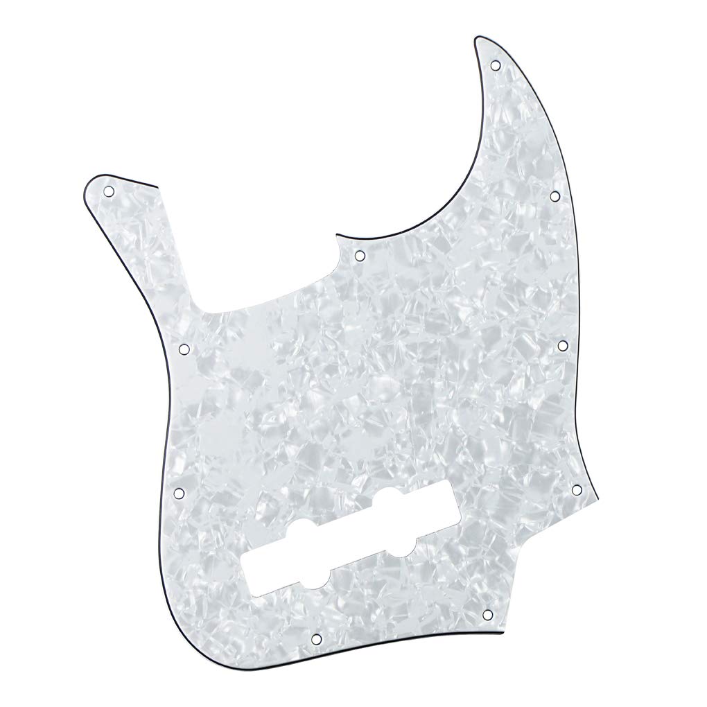 Fleor 10 Hole J Bass Pickguard Scratch Plate Pick Guards For 4 Strings American/Mexican Standard J Bass Part, 4Ply White Pearl