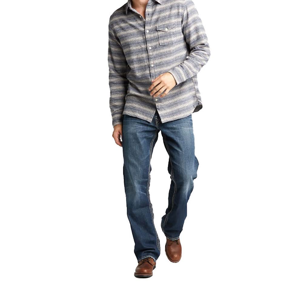 Silver Jeans Co Mens Gordie Loose Fit Straight Leg Jeans, Dark Sandblast, 38W X 34L
