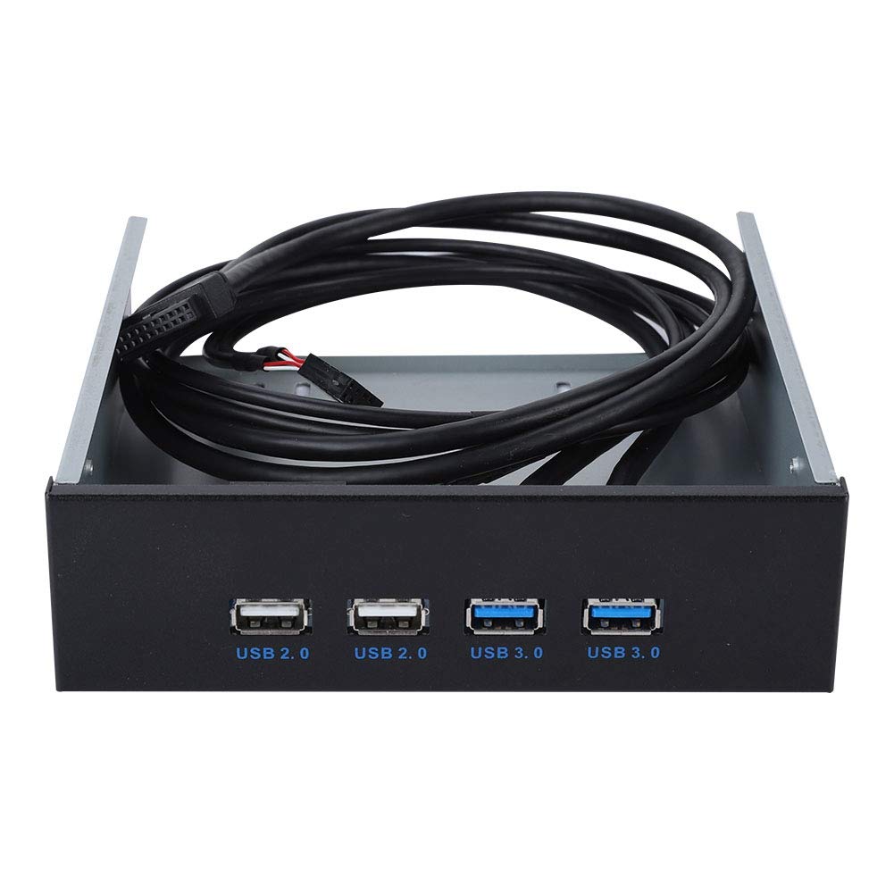 Ashata 5.25'' Front Panel,4 Usb Port Optical Drive Front Panel,Multifunction 5.25 Inch 19 Pin/9Pin To Usb 3.0 Usb 2.0 4 Port Met
