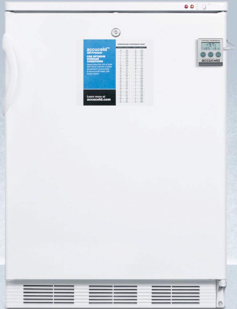 Summit Appliance VT65ML7PLUS2 24 Wide All-Freezer for Freestanding Use with a Manual Defrost, Buffered Temperature Probe, NIST 