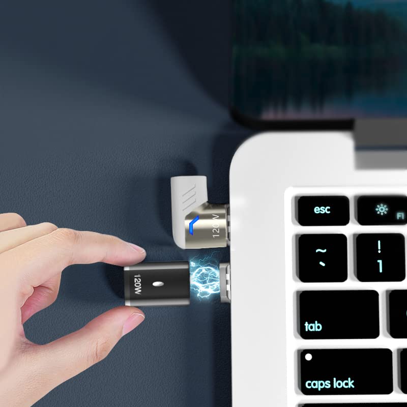 Sheeast Magnetic Usb C Adapter Right Angle White + Usb C Magnetic Adapter Straight Black  3 Tips 120W Fast Charging 5Pin 480Mbps