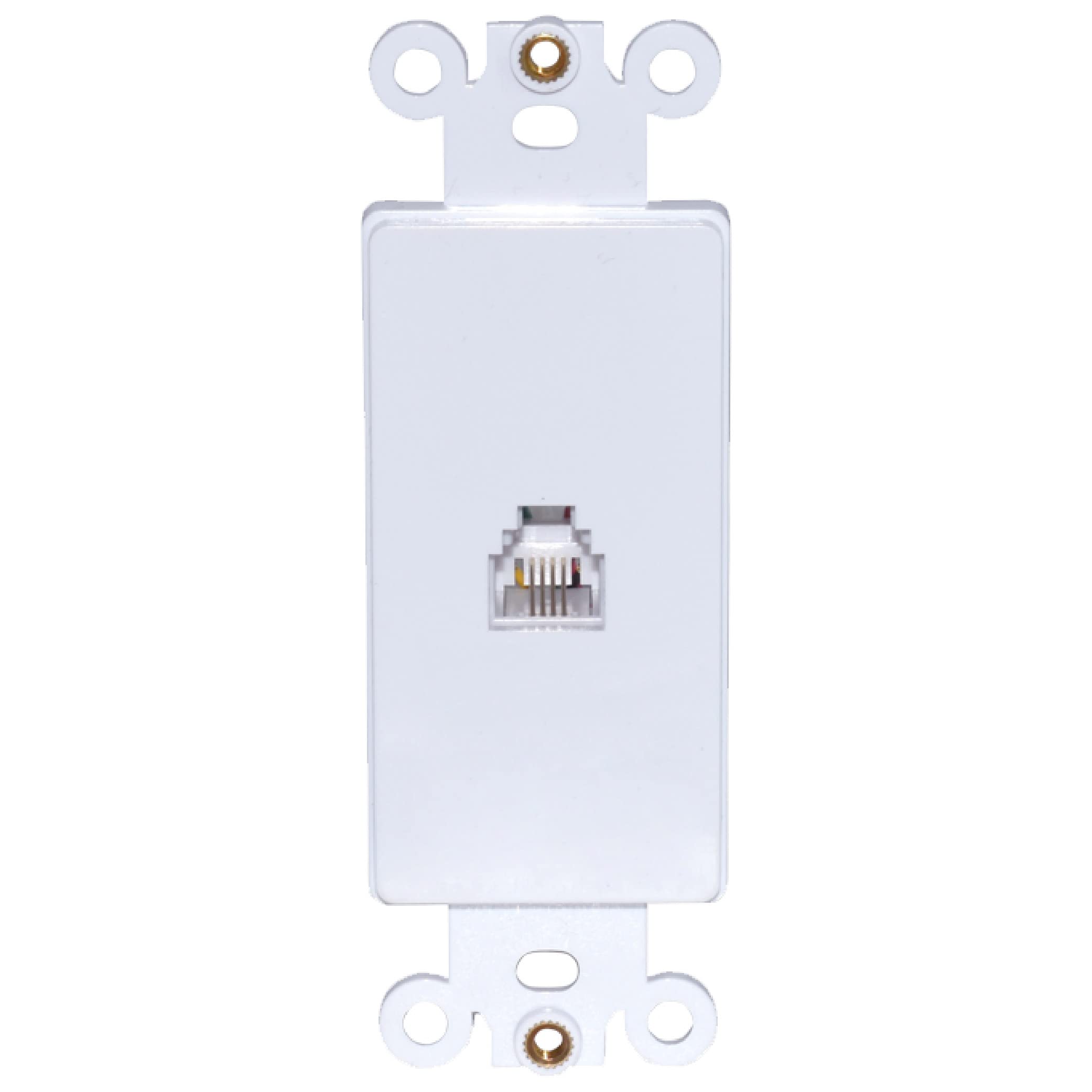 Newhouse Hardware Decora Single Phone Jack Insert For Decorator Wall Plates, For Rj11 Telephone Cables, Single Gang, 5 Pack, Whi