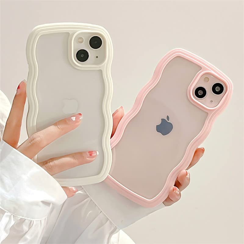 Qltypri Compatible With Iphone 15 Case, Cute Curly Wave Frame Clear Case For Girls Women, Transparent Soft Silicone Tpu Bumper S