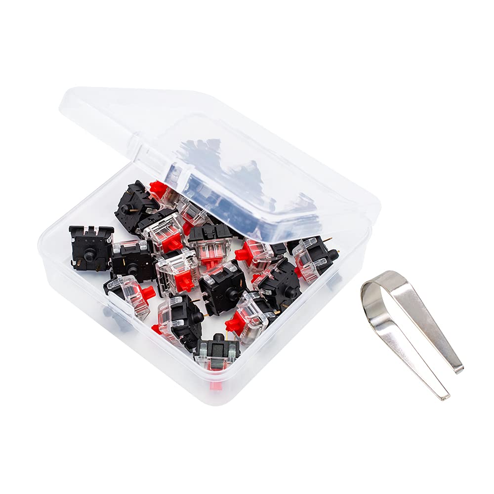 Granvela Gateron Ks 8 Red Switches For Mechanical Keyboards,3 Pin Black Shell Compatible With Smd Rgb Light,Cherry Mx Compatible