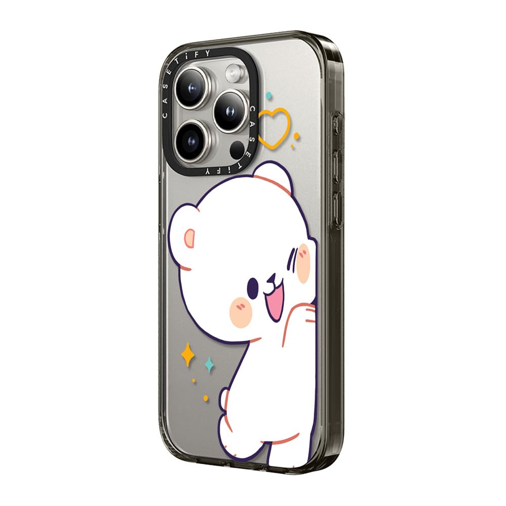 Casetify Compact Case For Iphone 15 Pro Max [2X Military Grade Drop Tested / 4Ft Drop Protection]   Bumping Milk   Clear Black