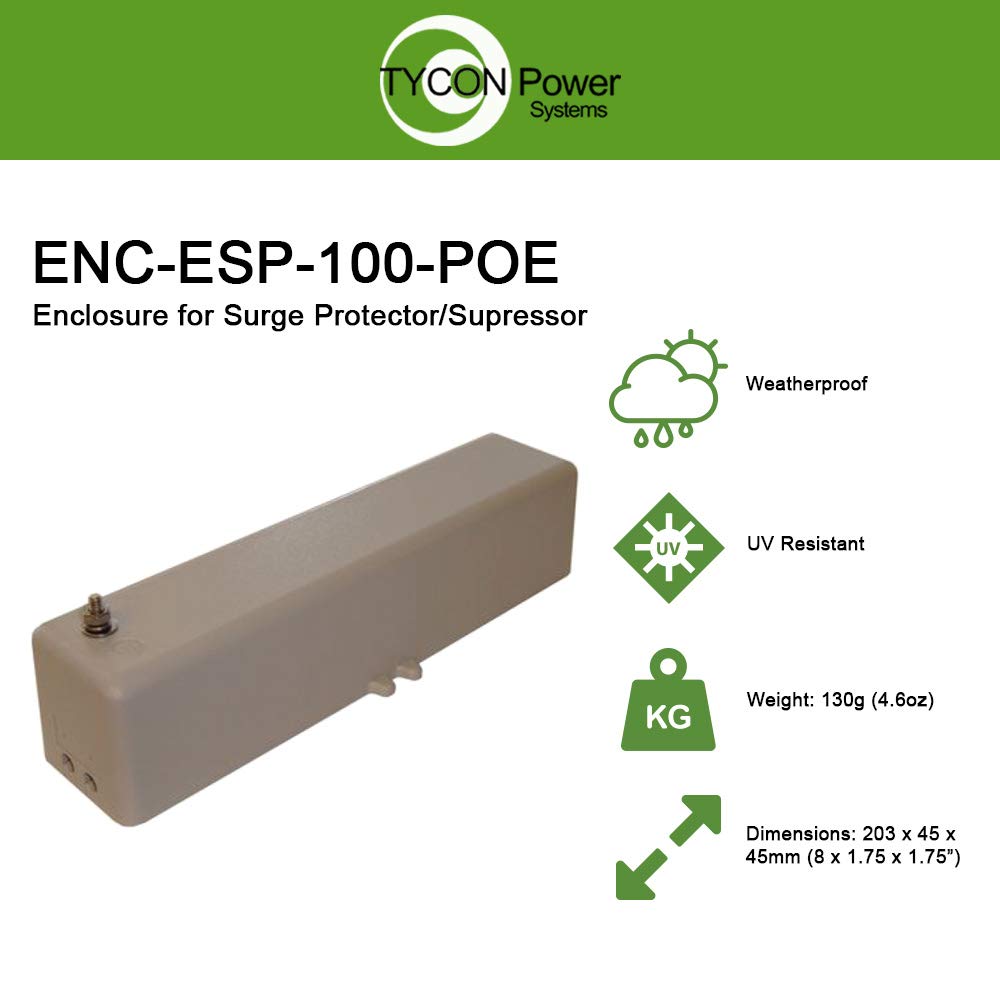 Tycon Systems Enc-Esp-100-Poe Weatherproof Outdoor Enclosure For Ethernet Surge Suppressors
