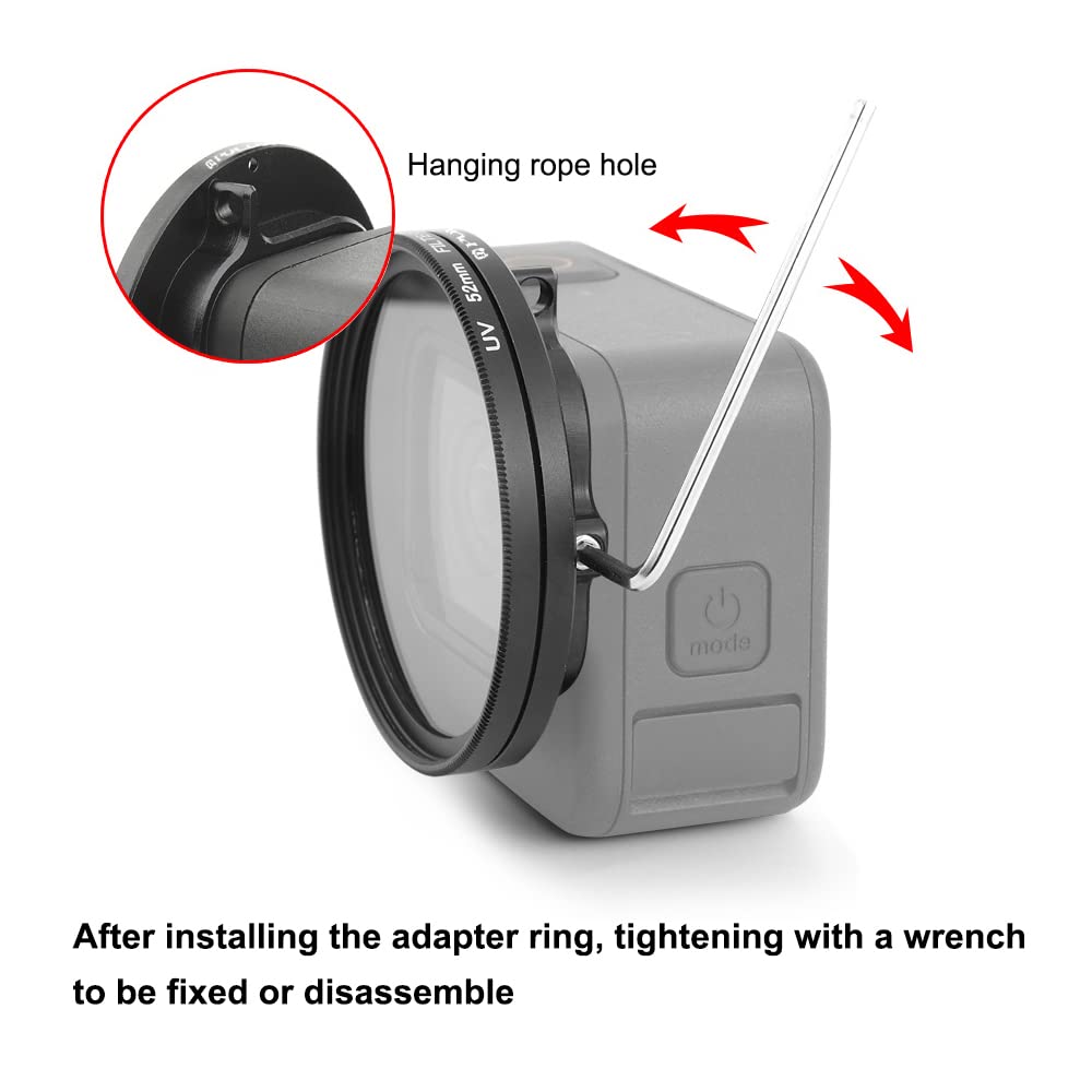 Puluz 52Mm Uv Lens Filter Adapter Ring For Gopro Hero11 Black / Hero11 Black Mini / Hero10 Black / Hero9 Black