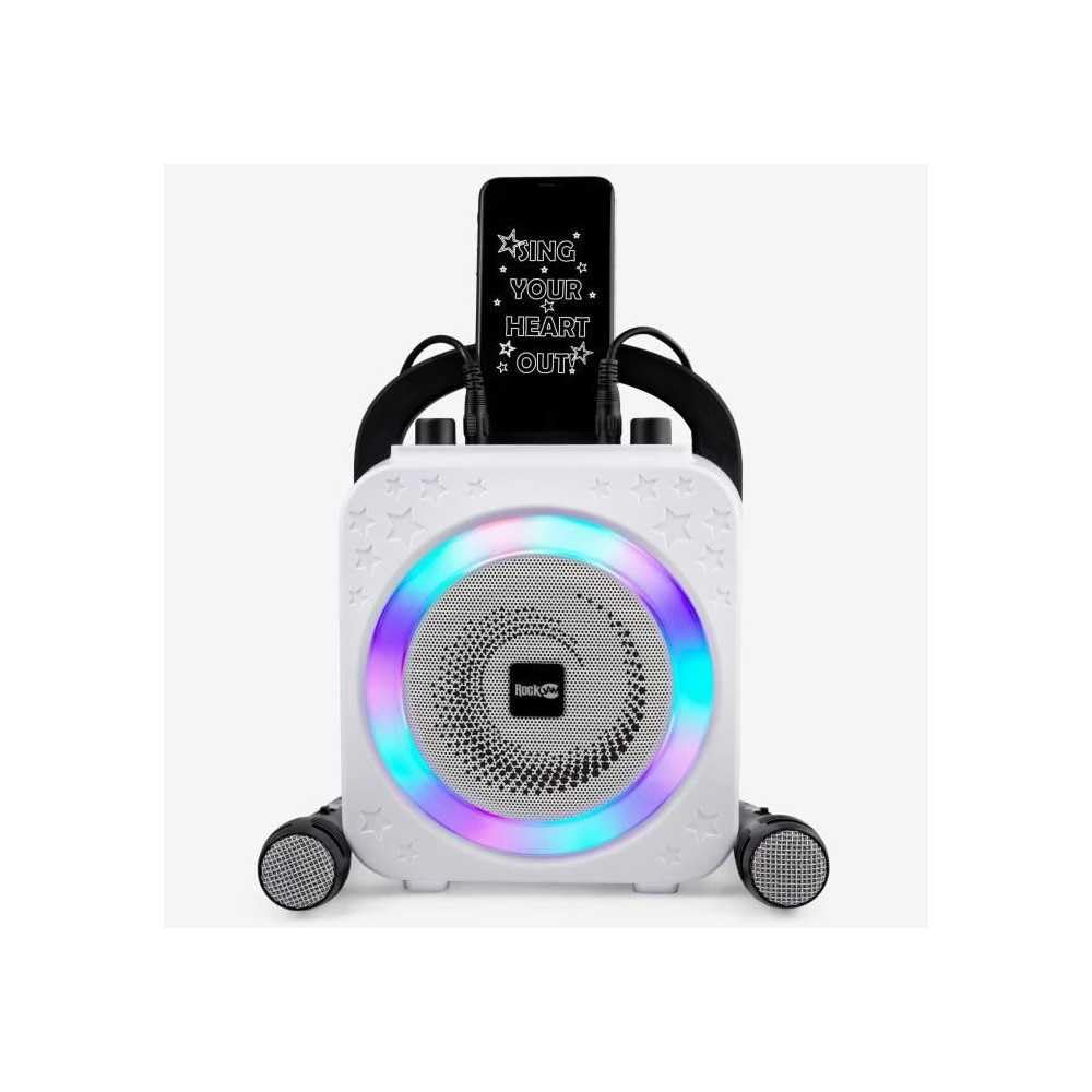 Rockjam 10 Watt Rechargeable Bluetooth Karaoke Machine With Two Mics, Black