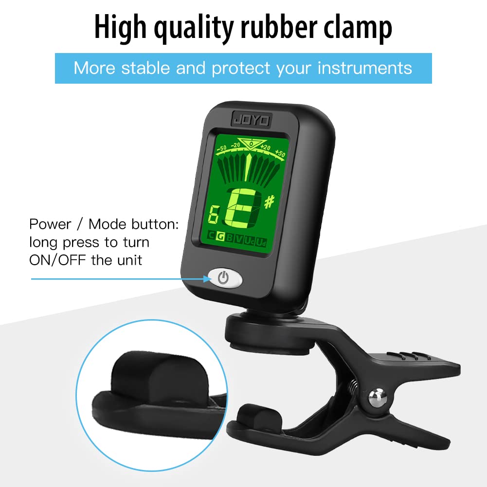 Joyo Clip On Tuner Digital Electronic Tuner For Guitar, Bass, Ukulele, Violin, Mandolin, Banjo Acoustics Calibration Tuner (Jt 0