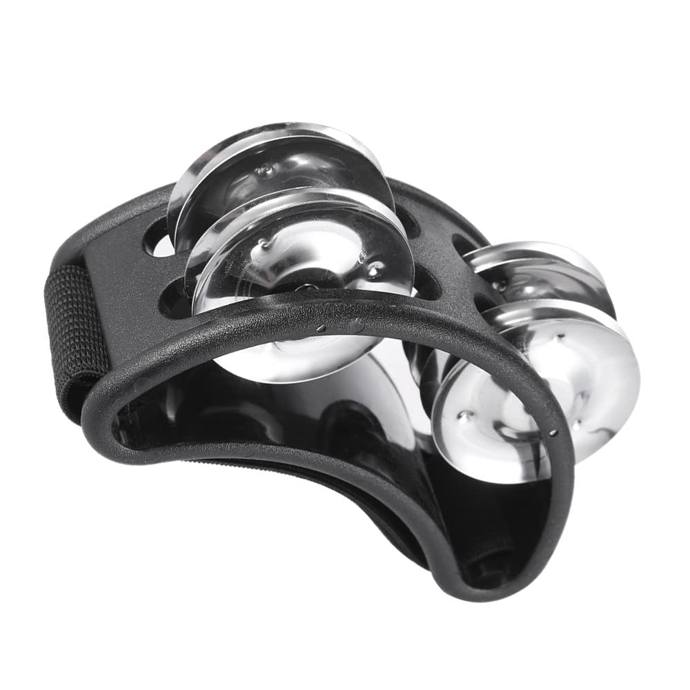 EXCLUZO 1pcs Foot Tambourine Percussion Musical Instrument with 2 Sets Metal Jingle Bellbuzhi