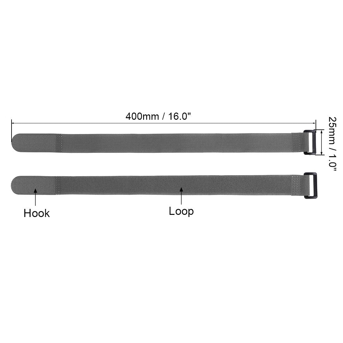 Uxcell 10Pcs Hook And Loop Straps, 1 Inch X 16 Inch Securing Straps Reusable Fastening Cable Tie (Gray)