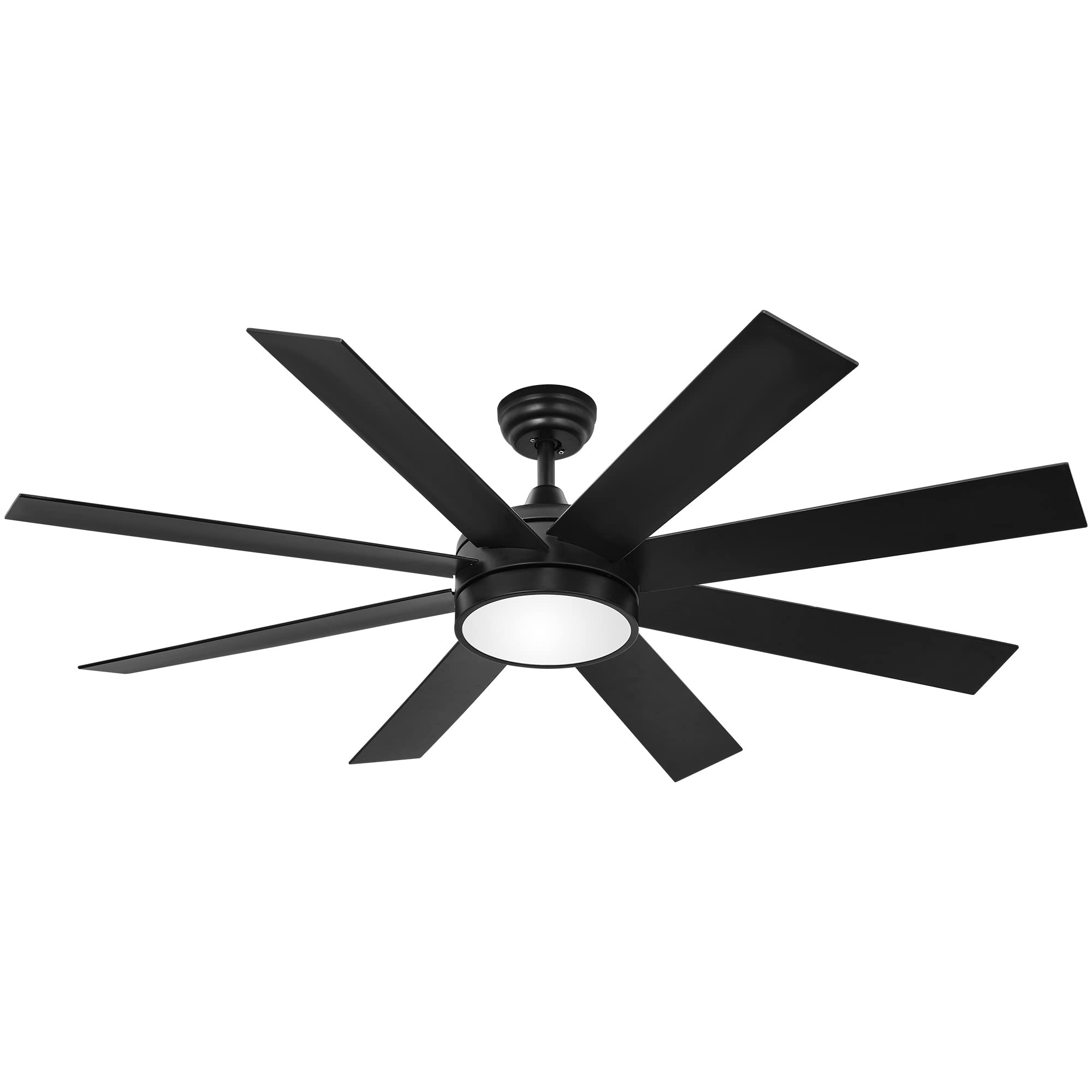 Yitahome 60 Inch Black Ceiling Fan With Light And Remote, Dc Fanlight For Indoor Outdoor, Modern Light Fan With 6 Speeds, 3 Colo