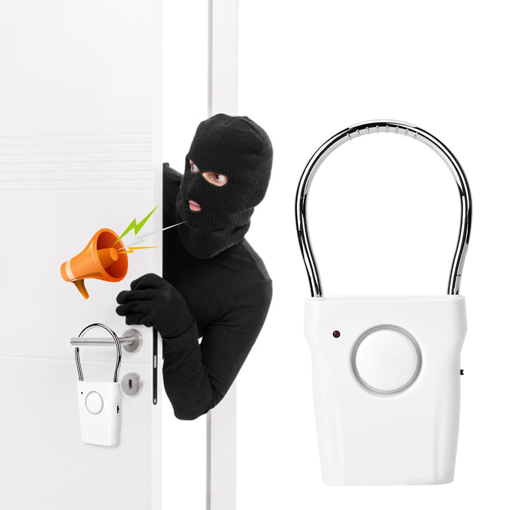 Door Handle Alarm with 120dB, Vibration Triggered Portable Security Burglar Alert Door Alarm Extremely Loud Audible Alarm Perfec