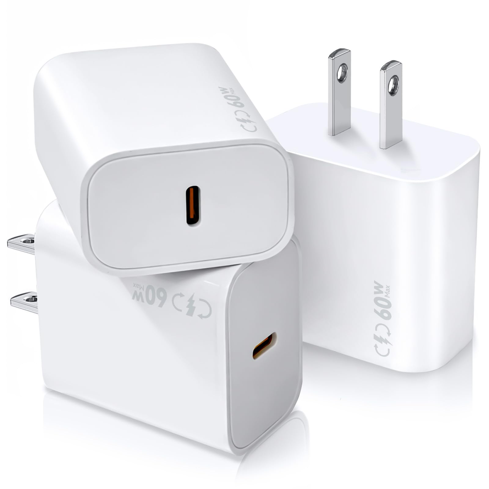 4060W USB C Charger Block for iPhone 17 Fast Charging,3Pack USB Type C Charger Blocks Max Output 60W Fast Charging Compatible w