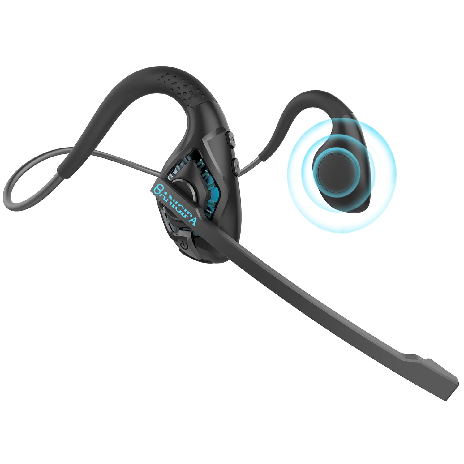 BANIGIPA Bluetooth Headset with Boom Microphone, Open Ear Headphones w/Noise Canceling Mic, Wireless Headset for Phone Laptop PC