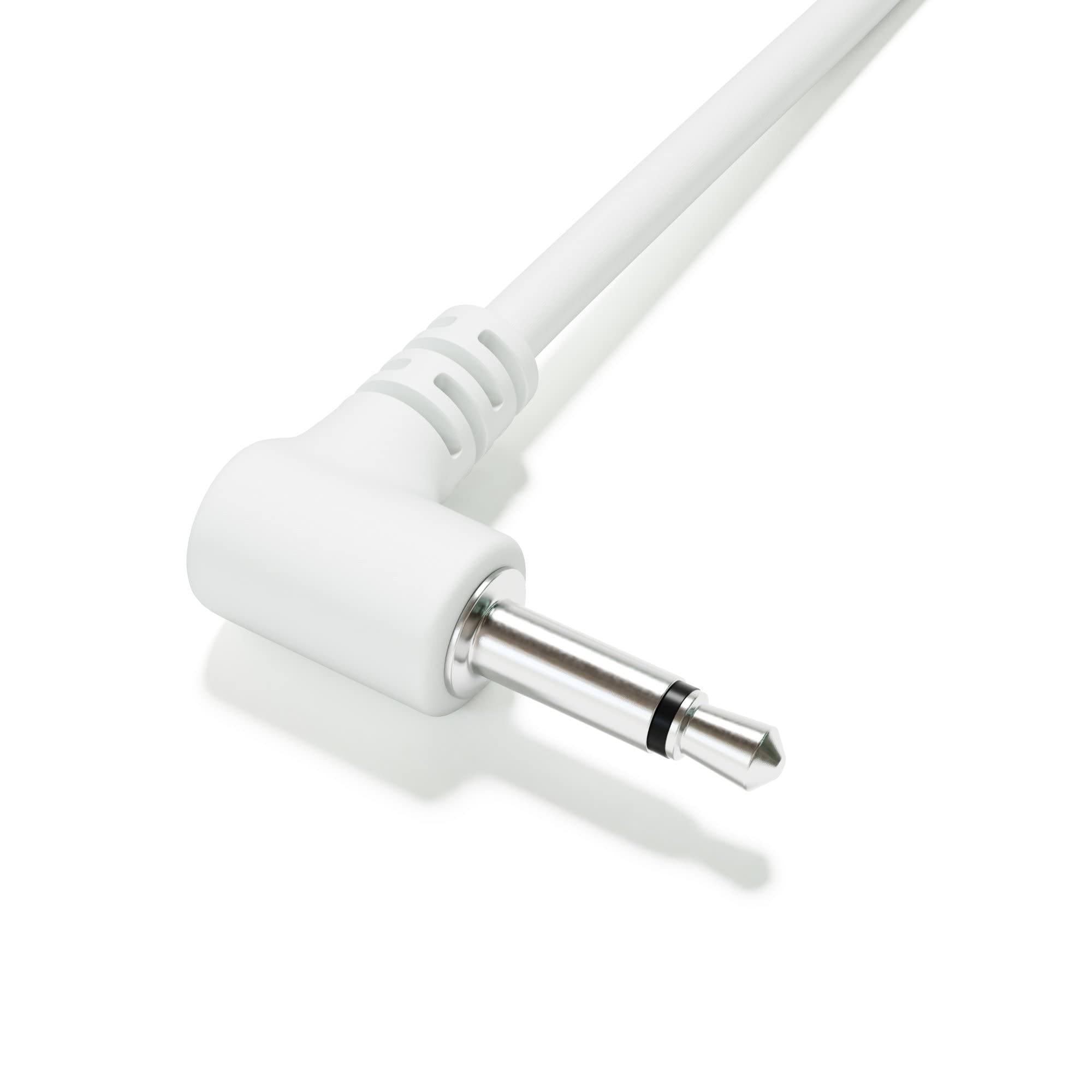 Excelvalley - 5-Pack - Right Angle Mono Modular Patch Cables - 3.5Mm 1/8 Eurorack Synthesizer [White | 90 Cm - 35.43]