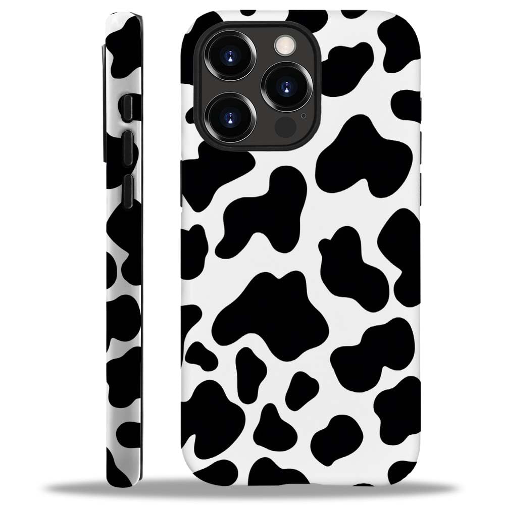Seized Case Compatible With For Iphone 13 Pro Max,Black White Cow Pattern Phone Case For Girl Women Boy Men,Durable Protection C
