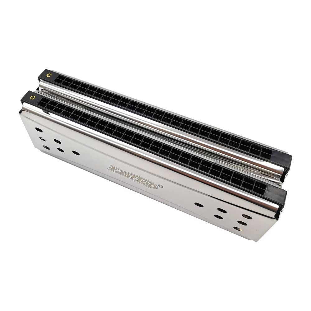 Selected Reeds 24Holes Double Sided Double Tone Harmonica, Advanced C Tone G Tone Polyphonic Harmonica For Beginners, Adults And