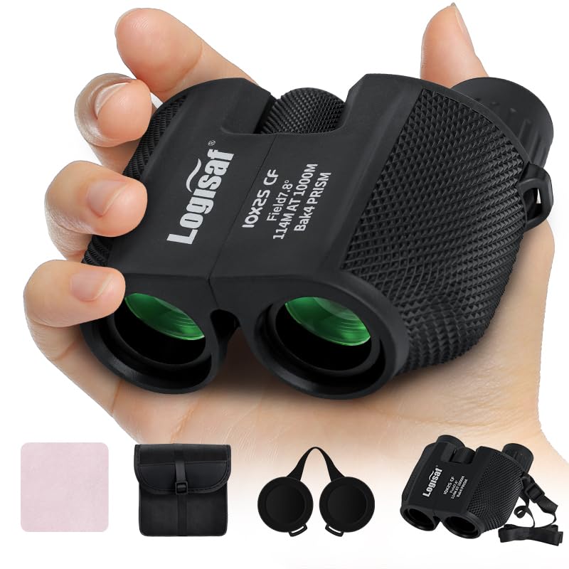 Binoculars for Adults and Kids, 10x25 Small Compact Binoculars with Low Light Vision, Easy Focus Hunting for Bird Watching, Wate