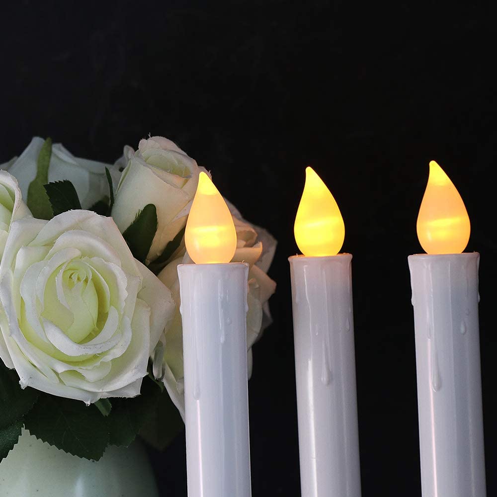 Wondise Flameless Window Candles With Remote And Timer, Battery Operated Silver Holders And Suction Cups White Candles For Chris