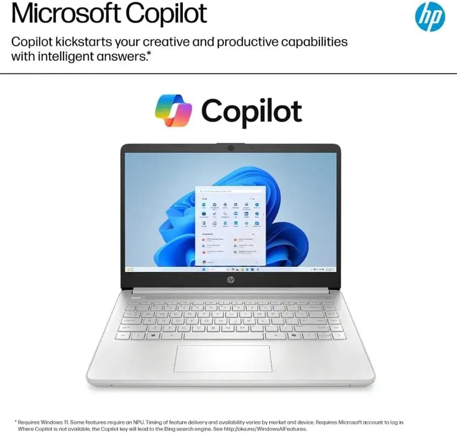 Hp 14 Student-Laptop With Copilot Ai Office365, Quad Core Intel Processor N150(Up To 3.6Ghz) 8Gb Ram 256Gb Storage(128Gb Ufs + 1